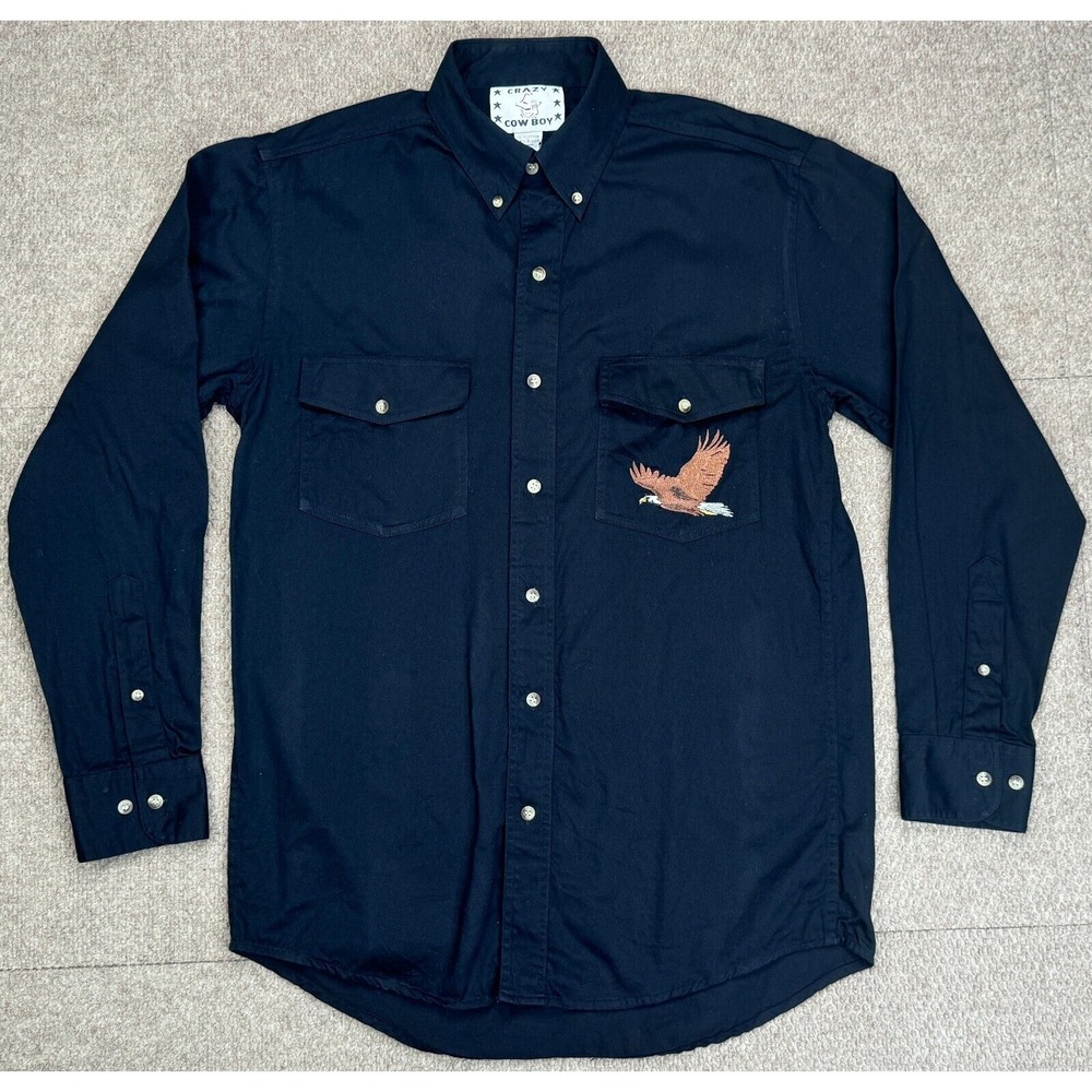 Crazy Cowboy Vintage Men's Button Down Long Sleeve Shirt Size Medium‎